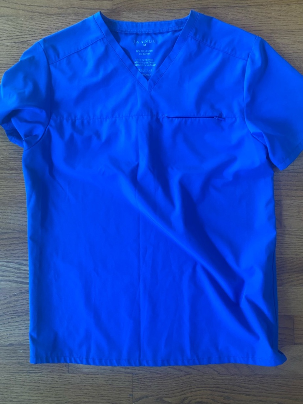 Men’s Jaanuu V-Neck Medical Scrub Top - Royal Blue with zipper M EUC